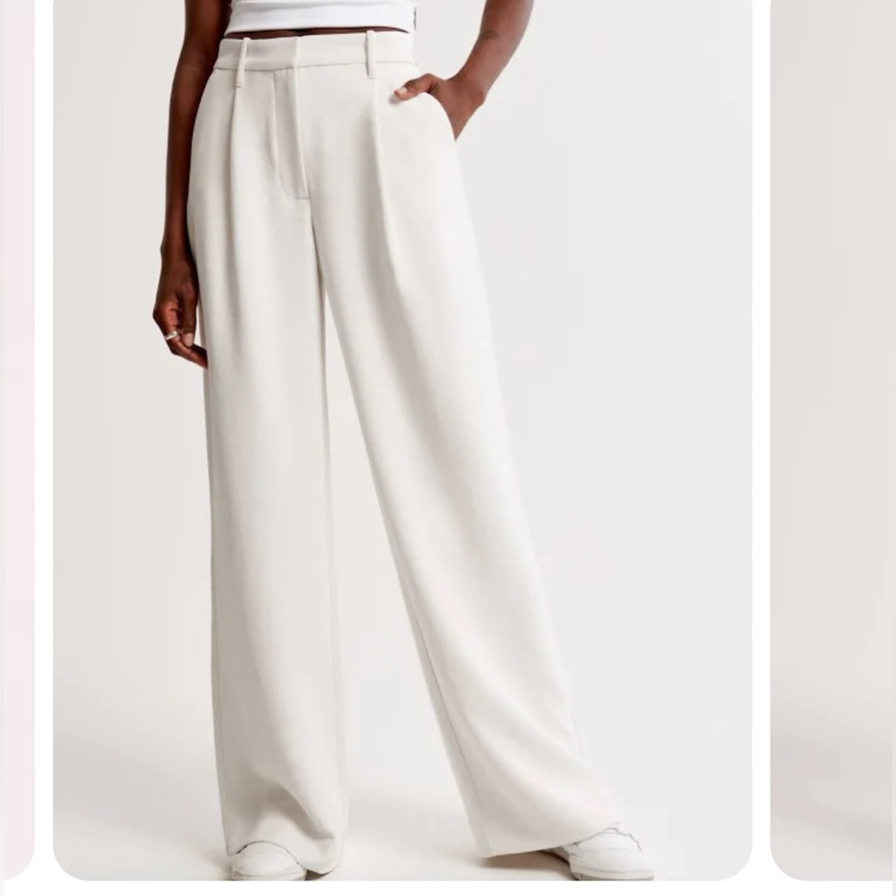 Abercrombie & Fitch Premium Crepe Tailored Ultra Wide-Leg Pant White 0 25” Long